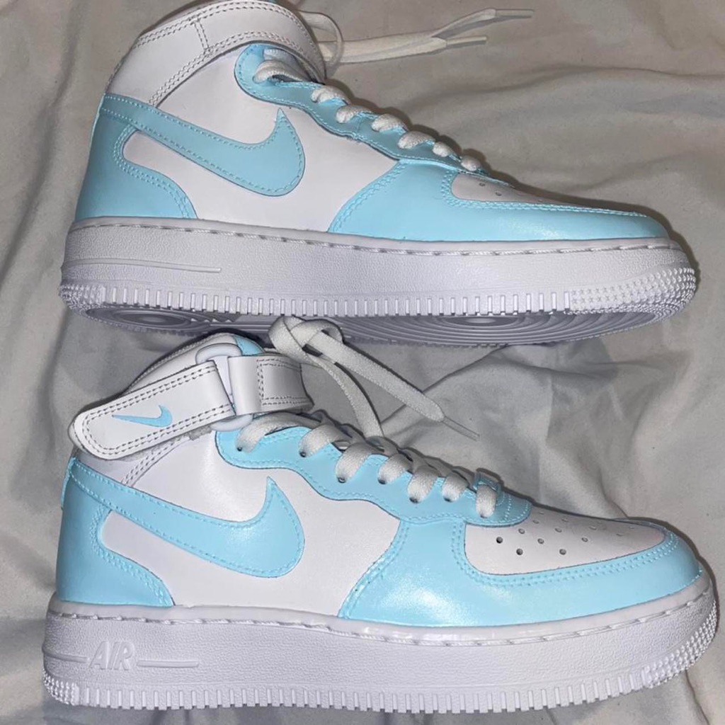 Custom Blue And White Nikes